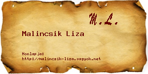 Malincsik Liza névjegykártya